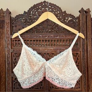 Aerie Lace Bralette in Cream and Pink